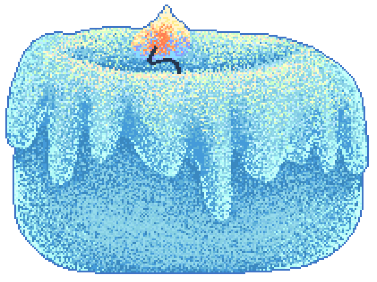 Blue candle in pixel art style png