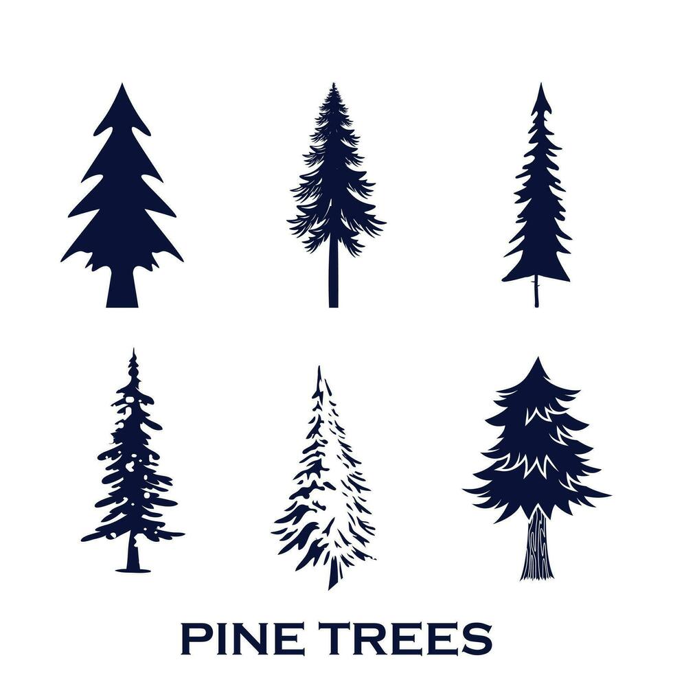 vintage pine tree silhouette vector art