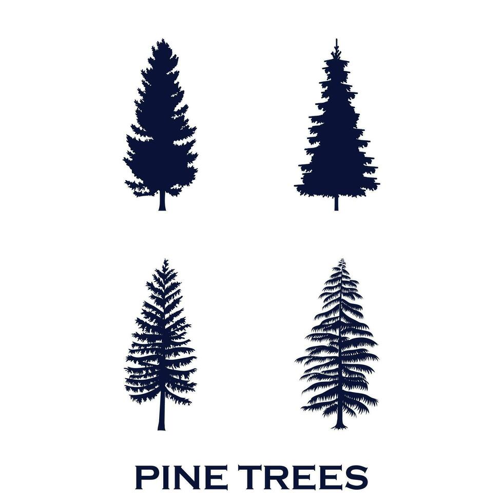 vintage pine tree silhouette vector art