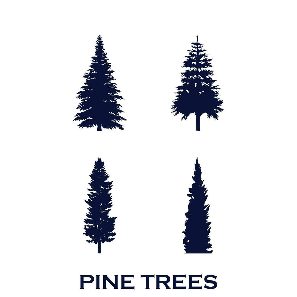 vintage pine tree silhouette vector art