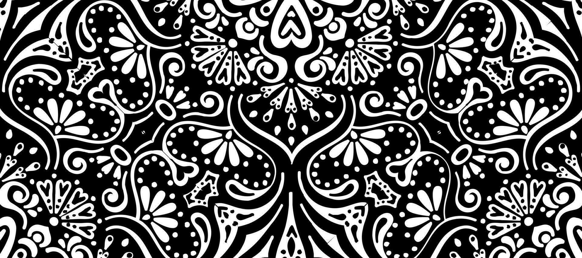 Abstract Paisleys Decorative Pattern black background Wallpaper vector