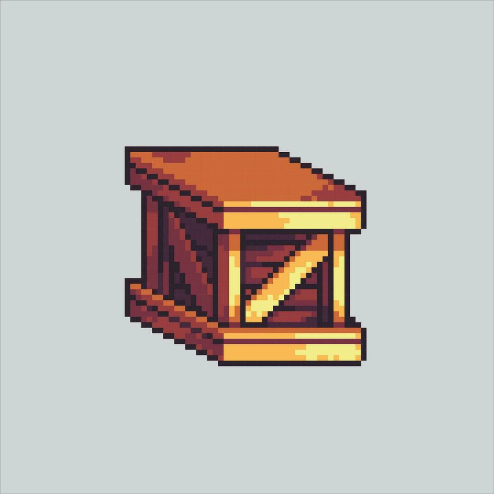 píxel Arte ilustración de madera caja. pixelado de madera caja. de madera caja pixelado para el píxel Arte juego y icono para sitio web y vídeo juego. antiguo colegio retro vector