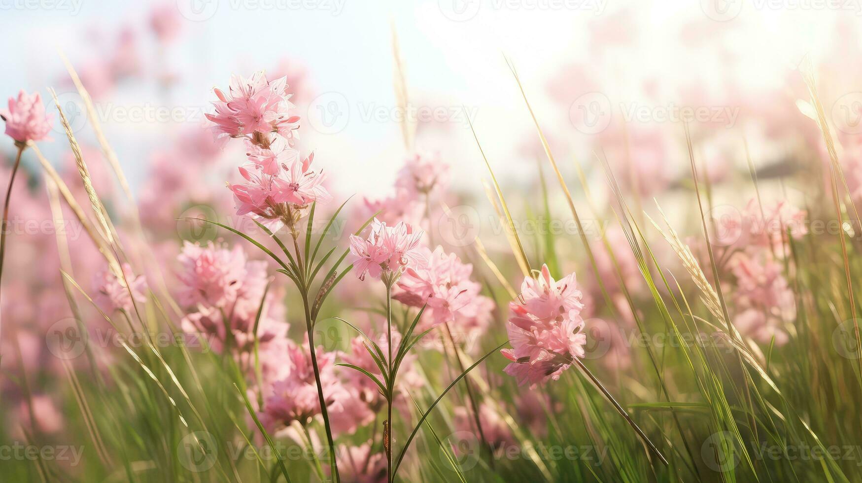 ai generado naturaleza planta verde ramo de flores iluminado por el sol ai generado foto