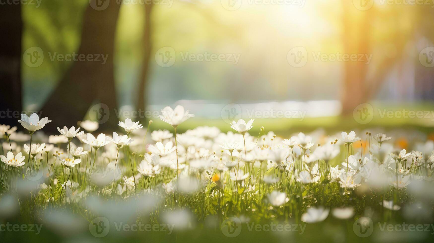 ai generado naturaleza planta verde ramo de flores iluminado por el sol ai generado foto