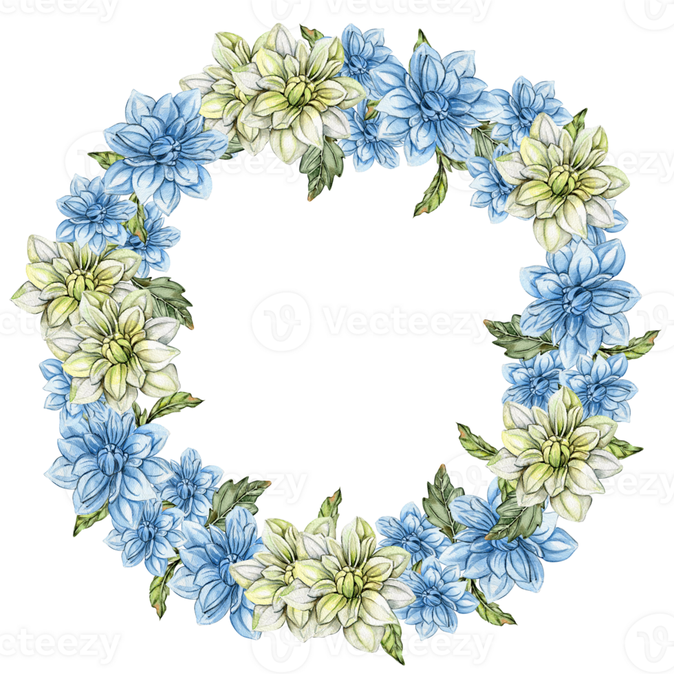 Flowers wreath with dahlia png