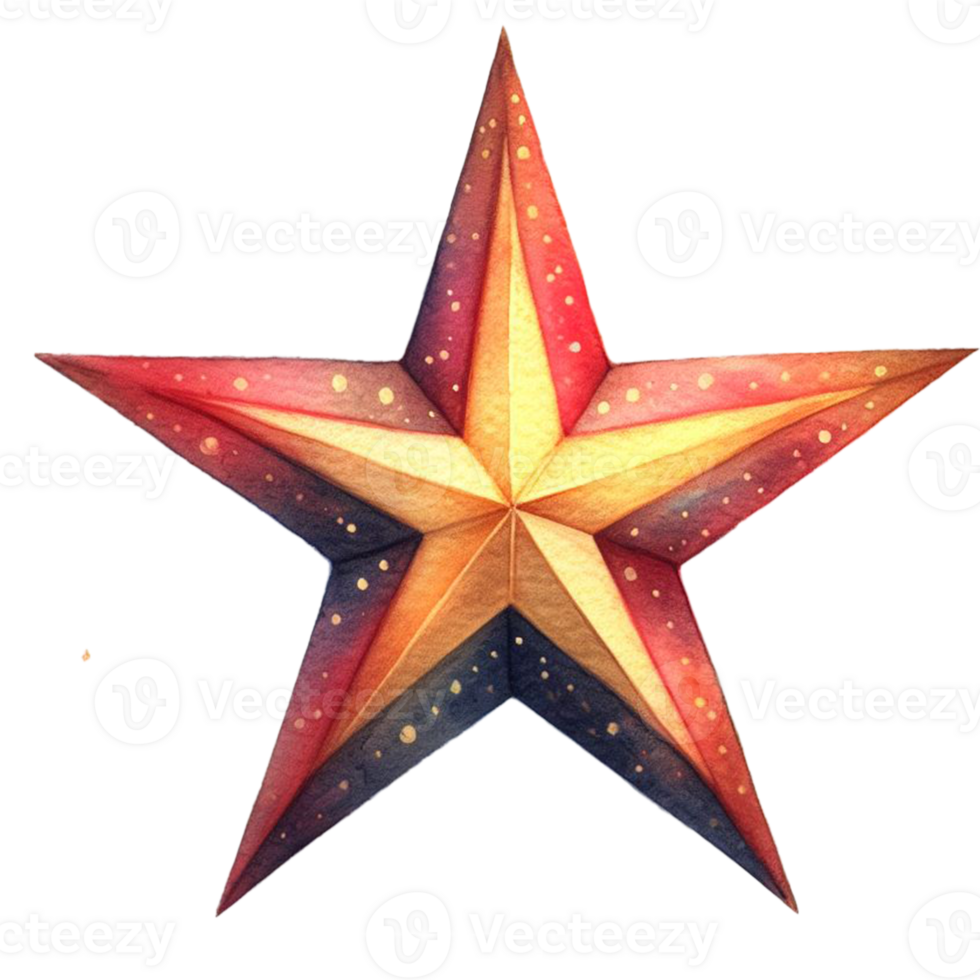 AI generated watercolor clip art of drawing star shape symbol transparency png