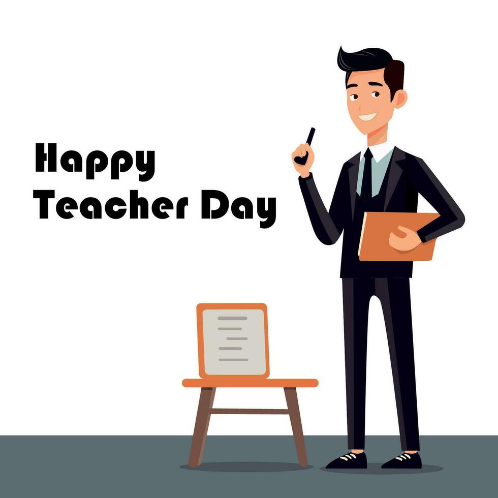 Flat Teacher vector character for Teachers day manually created