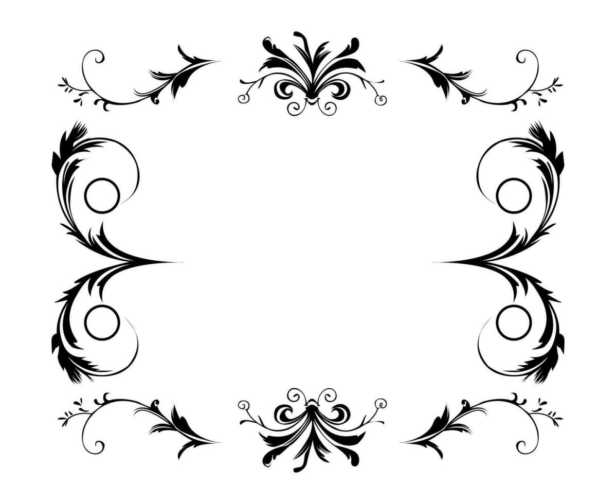 vector florido Clásico marcos negro y blanco a mano creado