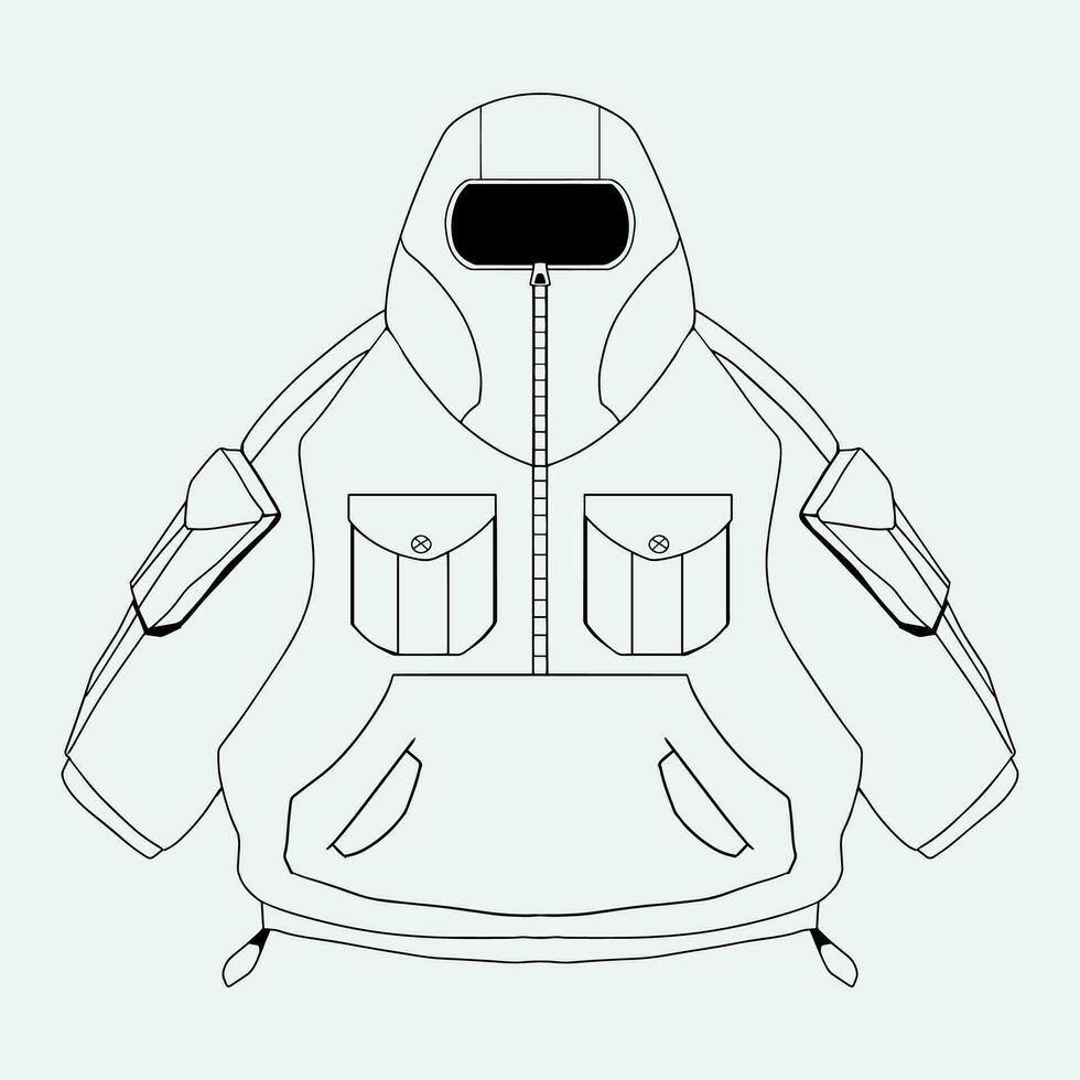 colección de vector Bosquejo invierno chaqueta y capucha y2k Moda estilo