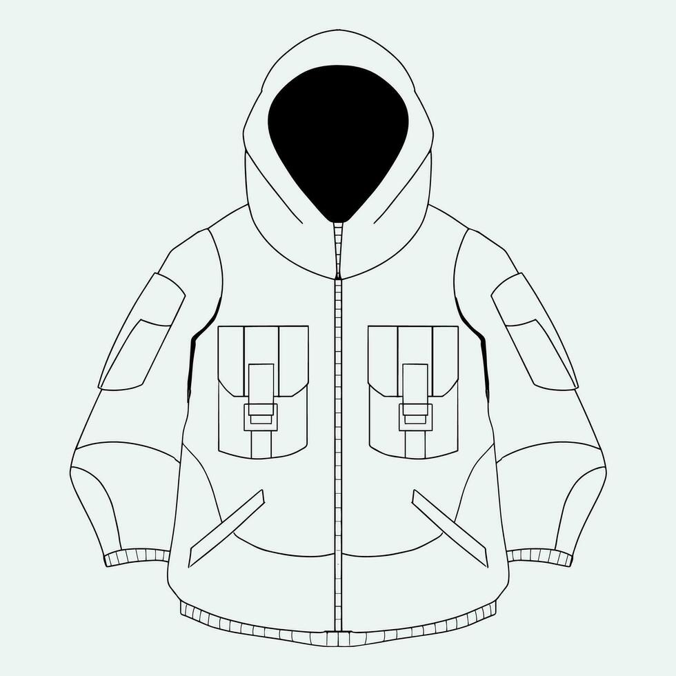 colección de vector Bosquejo invierno chaqueta y capucha y2k Moda estilo