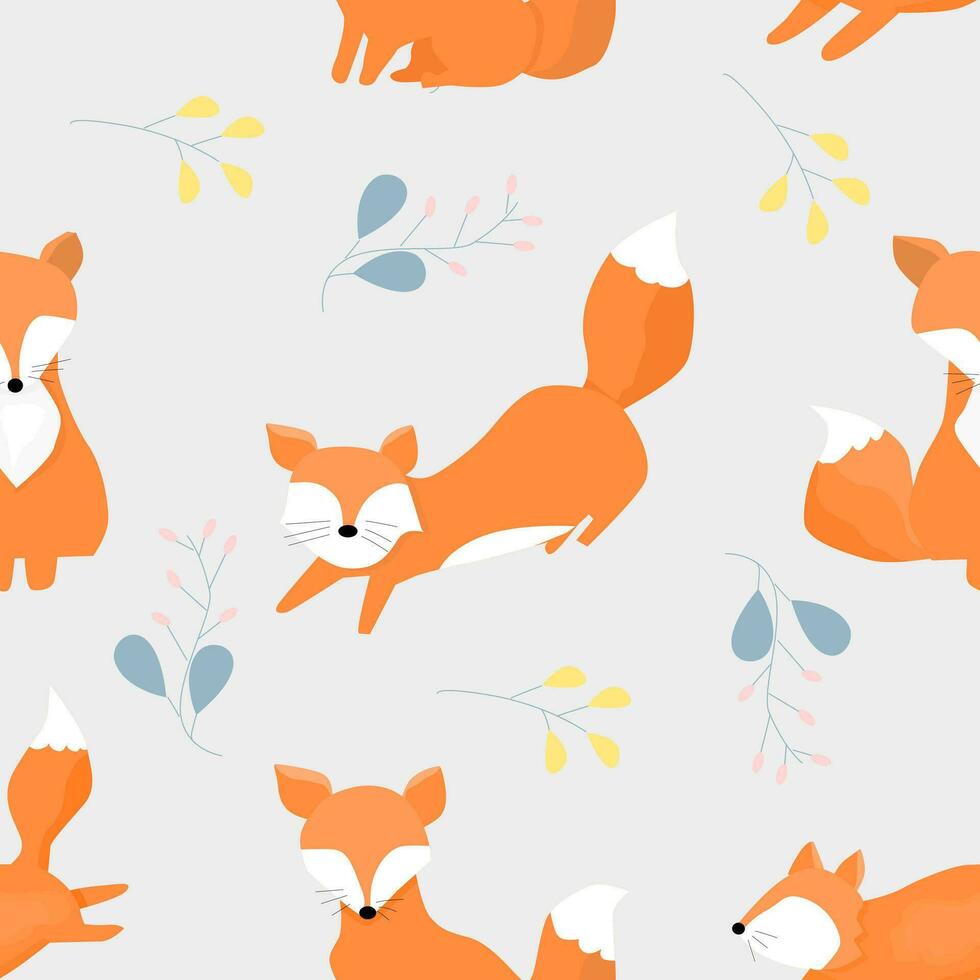 Cute Faceless Fox Animal Seamless Pattern vector