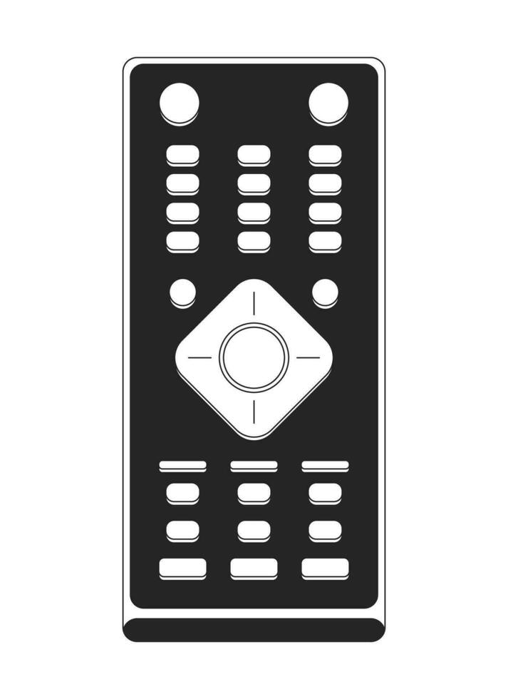 TV remote control buttons black and white 2D line cartoon object. Remote controller for television equipment isolated vector outline item. Watching tv device monochromatic flat spot illustration
