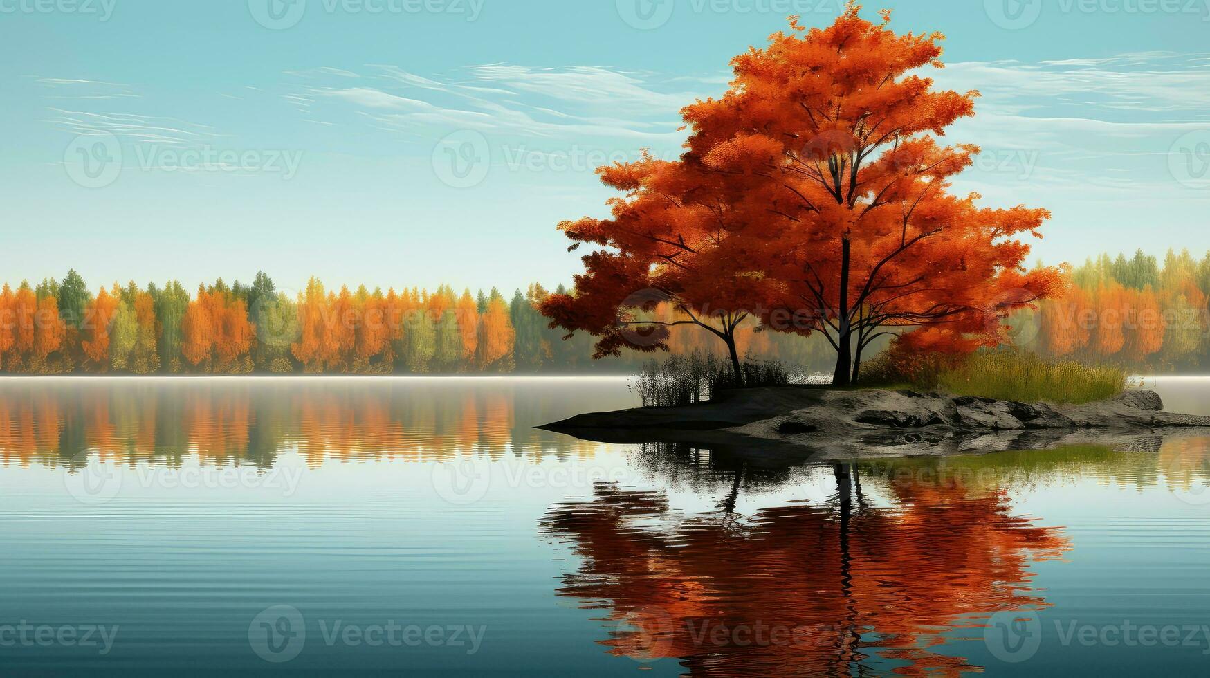 AI generated lake beautiful sunlight day tranquil ai generated photo