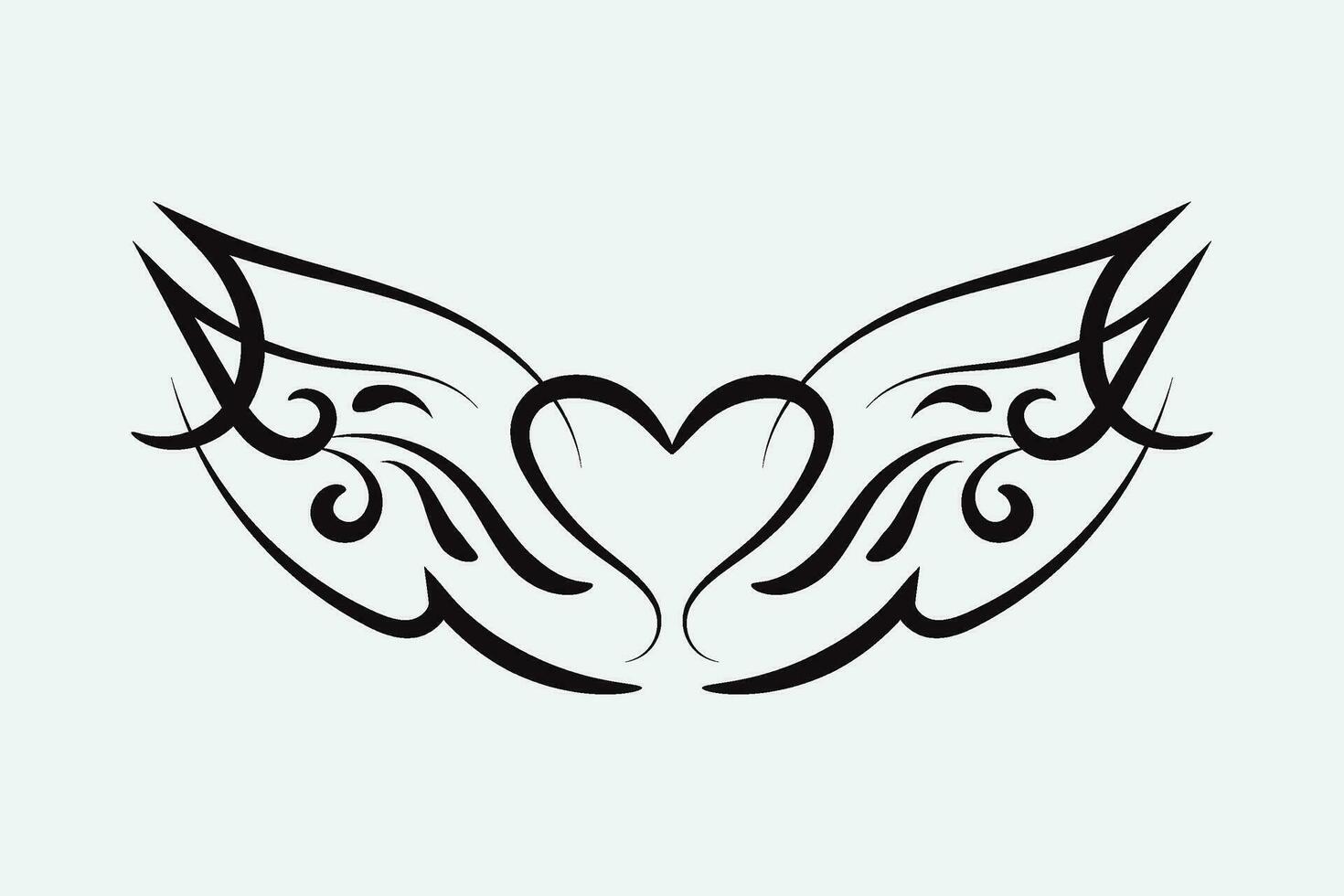Heart with angel wings, vintage ornament vector