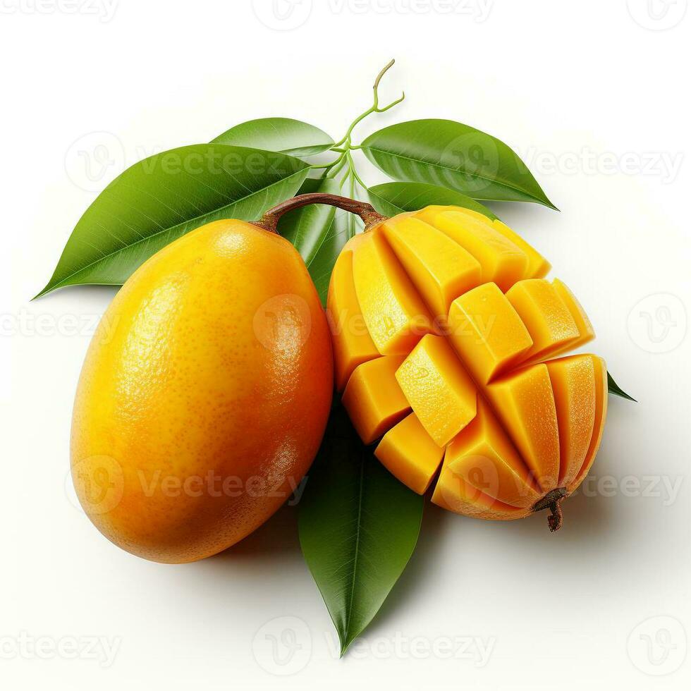 closeup photo of fresh mango flowers on an isolated white background Generative AI