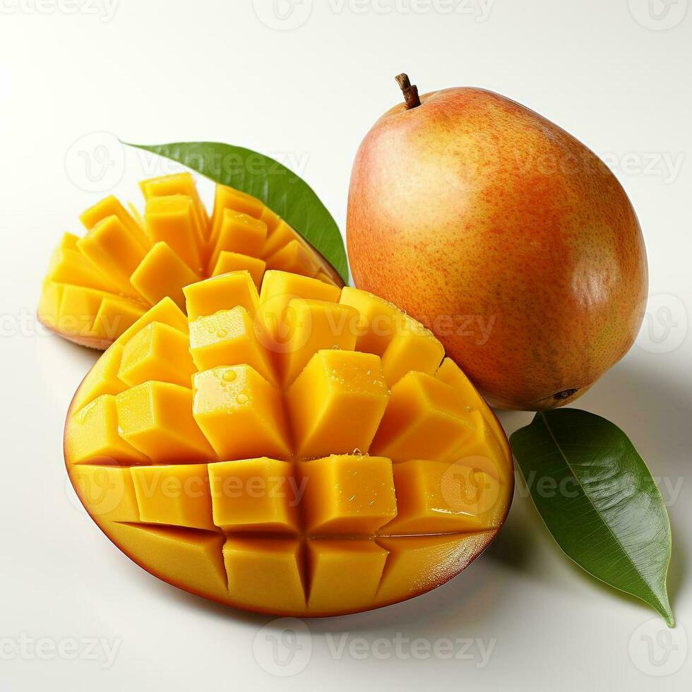 closeup photo of fresh mango flowers on an isolated white background Generative AI