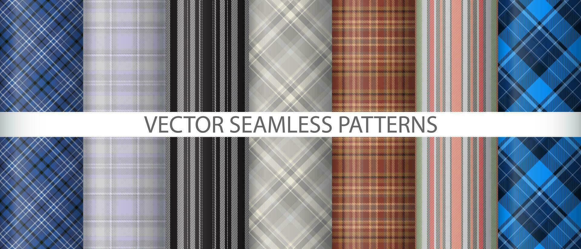 Set seamless tartan texture. Background vector check. Pattern fabric textile plaid.