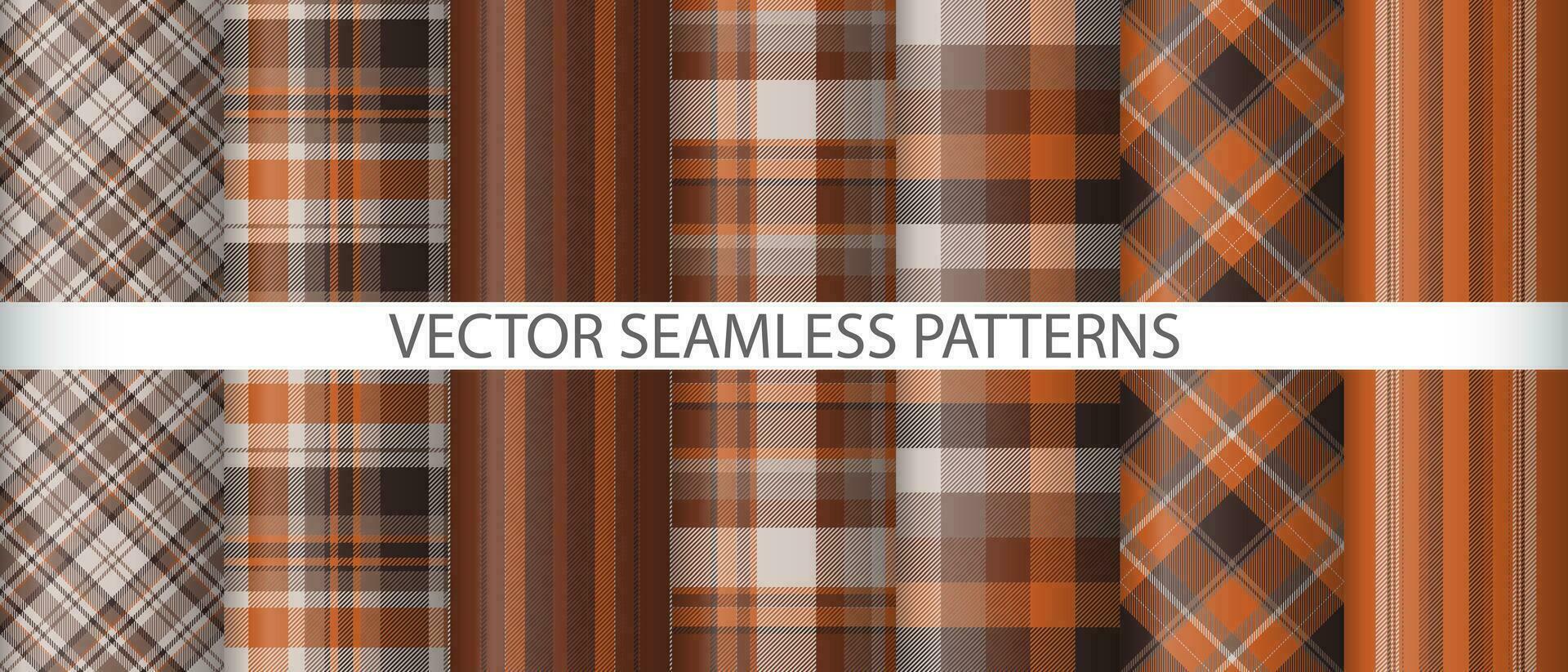 Set vector tartan texture. Fabric plaid background. Seamless pattern check textile.