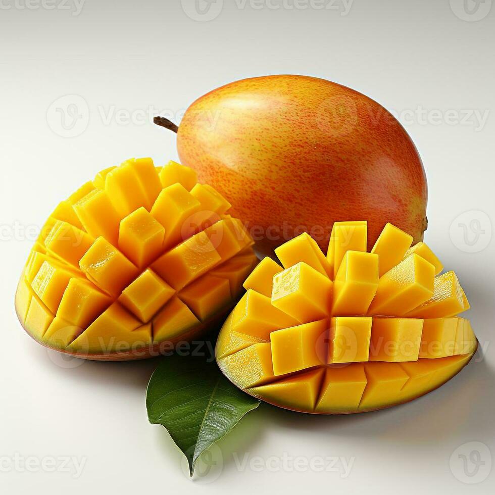 closeup photo of fresh mango flowers on an isolated white background Generative AI