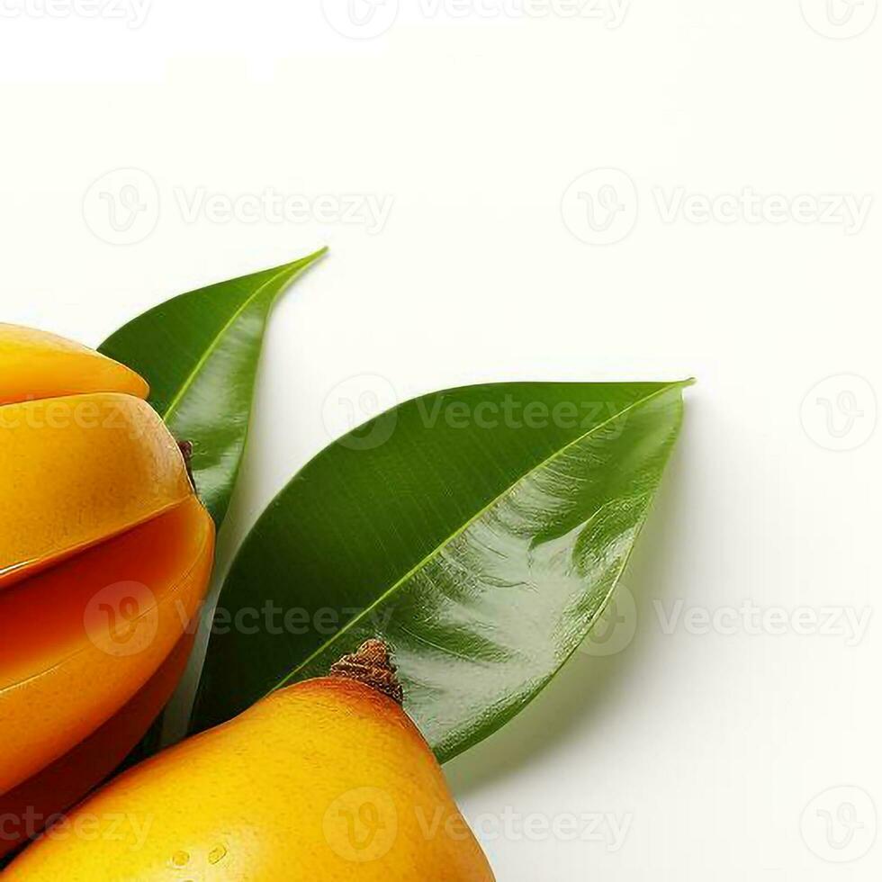 closeup photo of fresh mango flowers on an isolated white background Generative AI