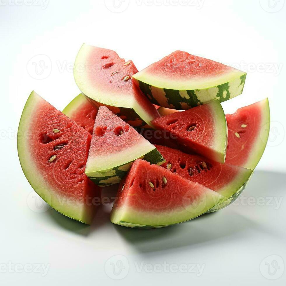 closeup photo of watermelon on an isolated white background Generative AI