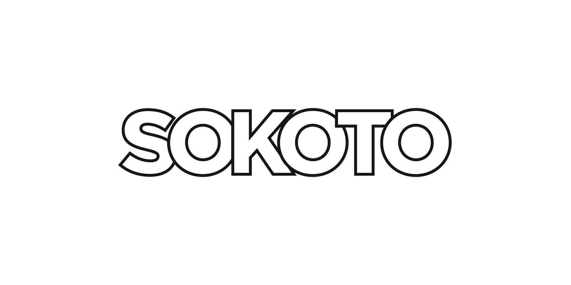 Sokoto in the Nigeria emblem. The design features a geometric style, vector illustration with bold typography in a modern font. The graphic slogan lettering.