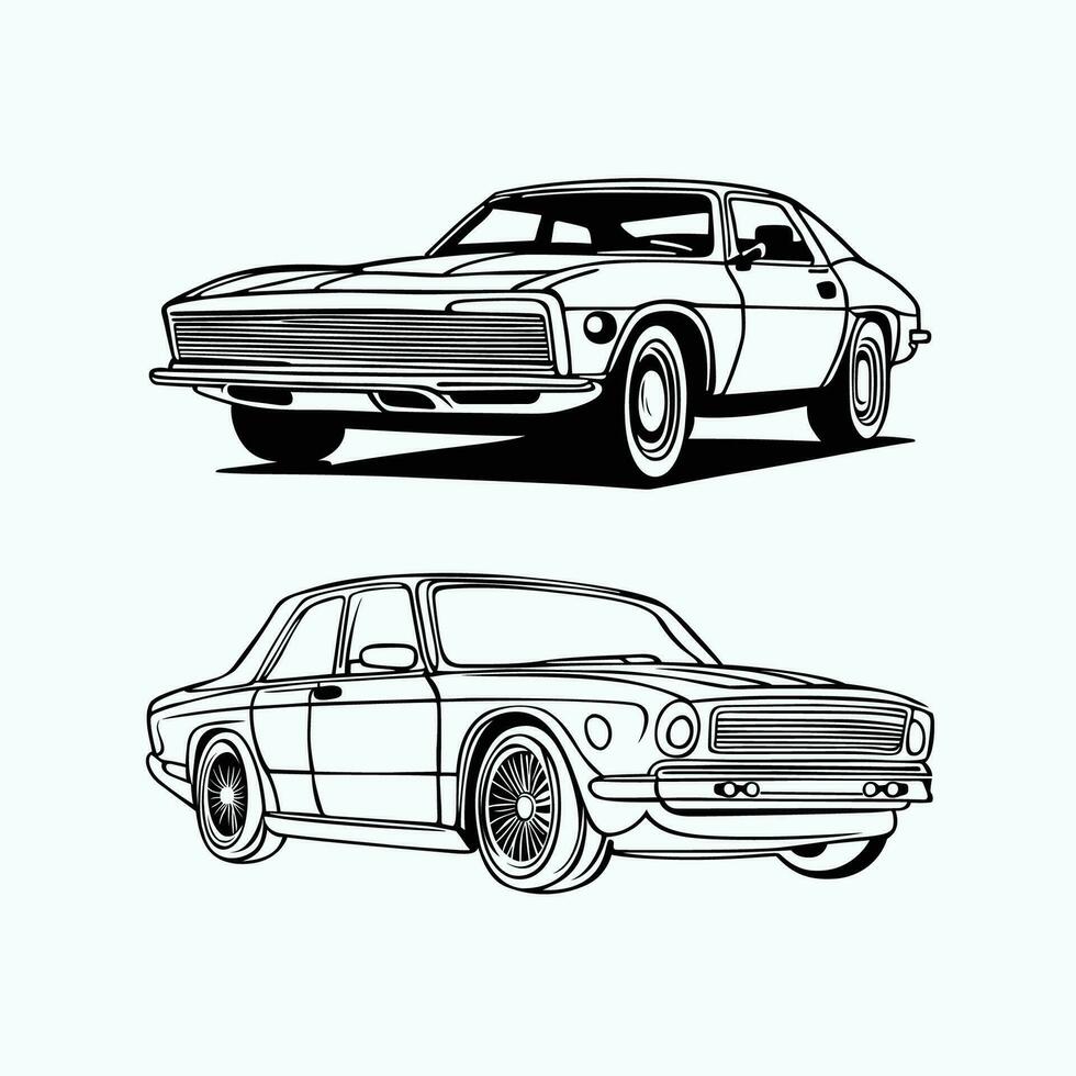 An automobile's vector outline drawing