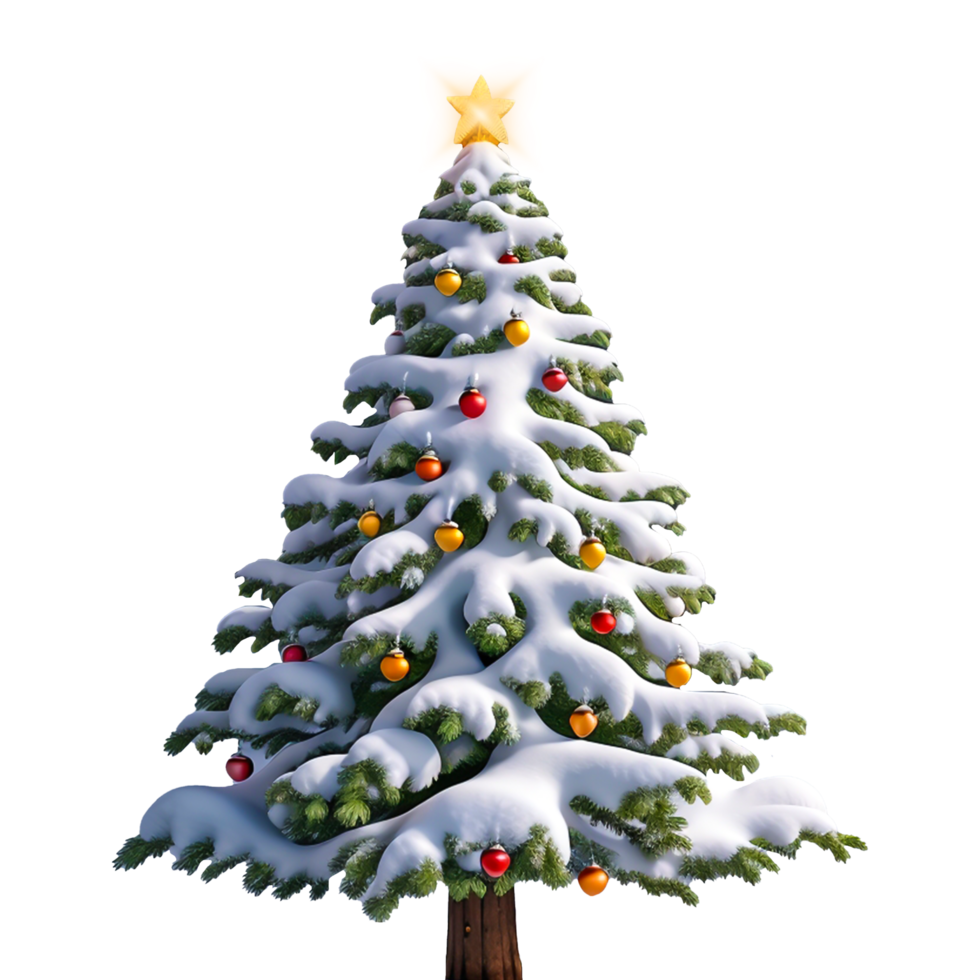 Christmas Snowing Tree AI Generative png