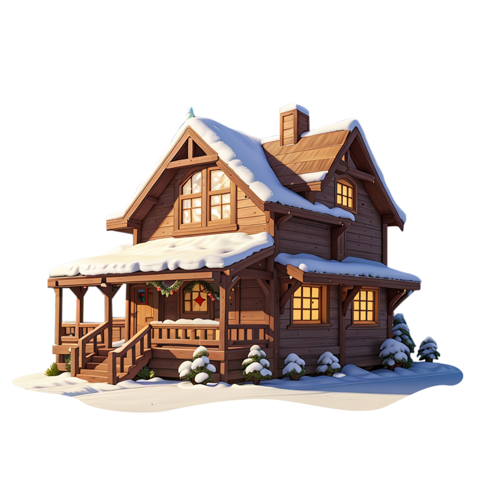Christmas 3d wooden house AI Generative png