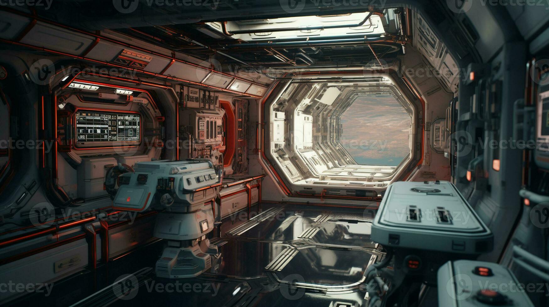 photo of space station interior Generative AI