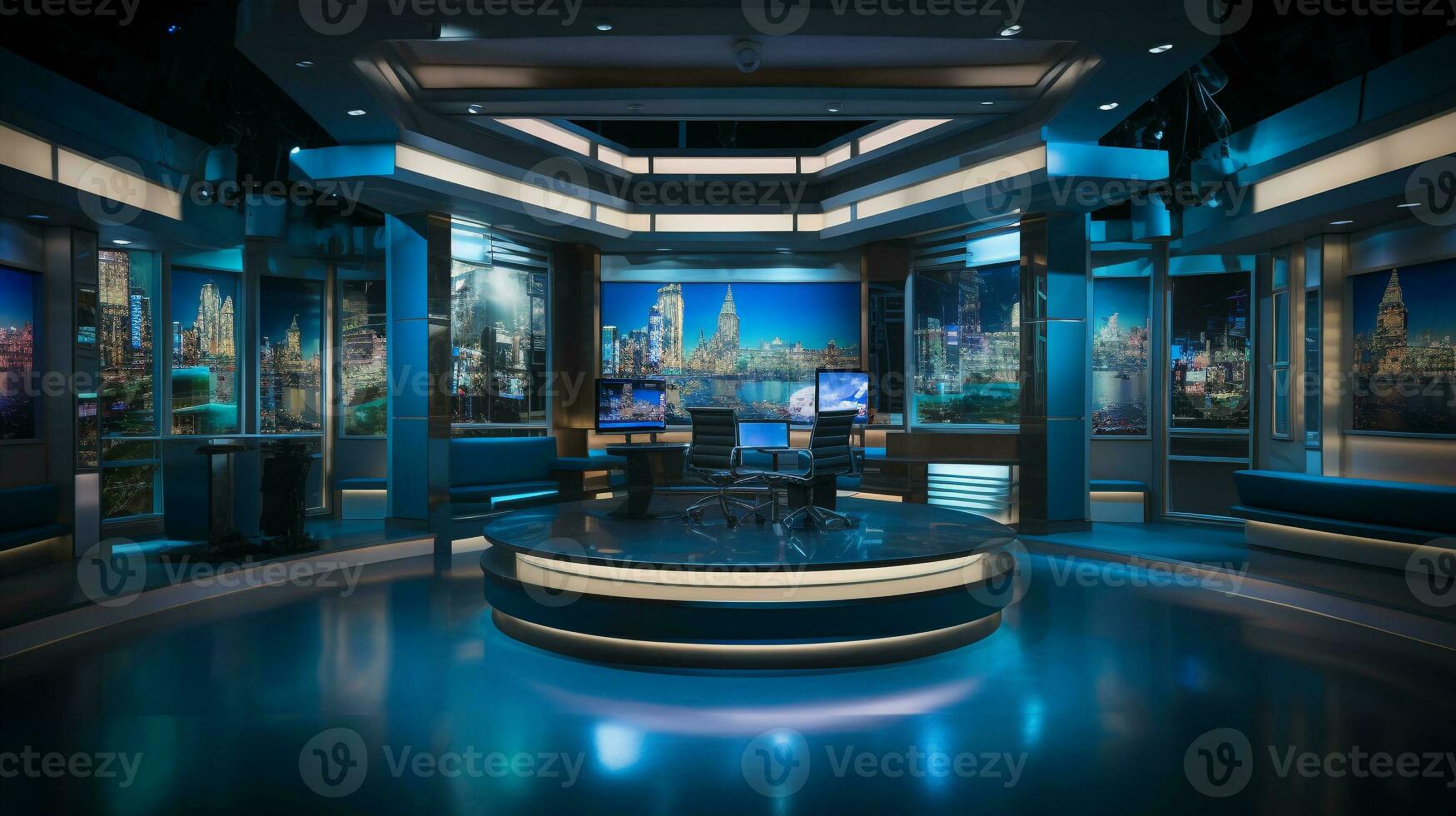 empty television studio broadcast room Generative AI photo