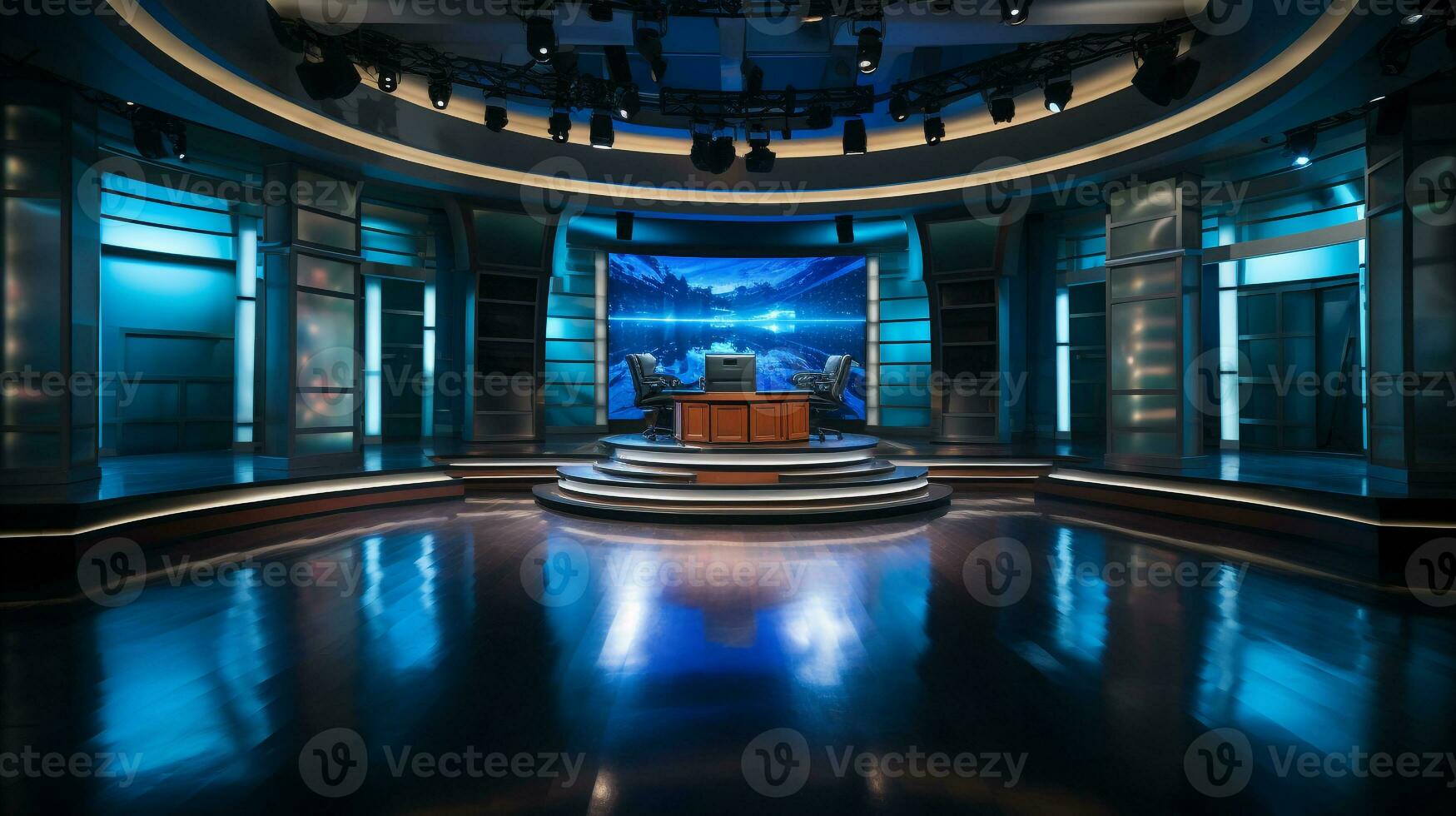empty television studio broadcast room Generative AI photo