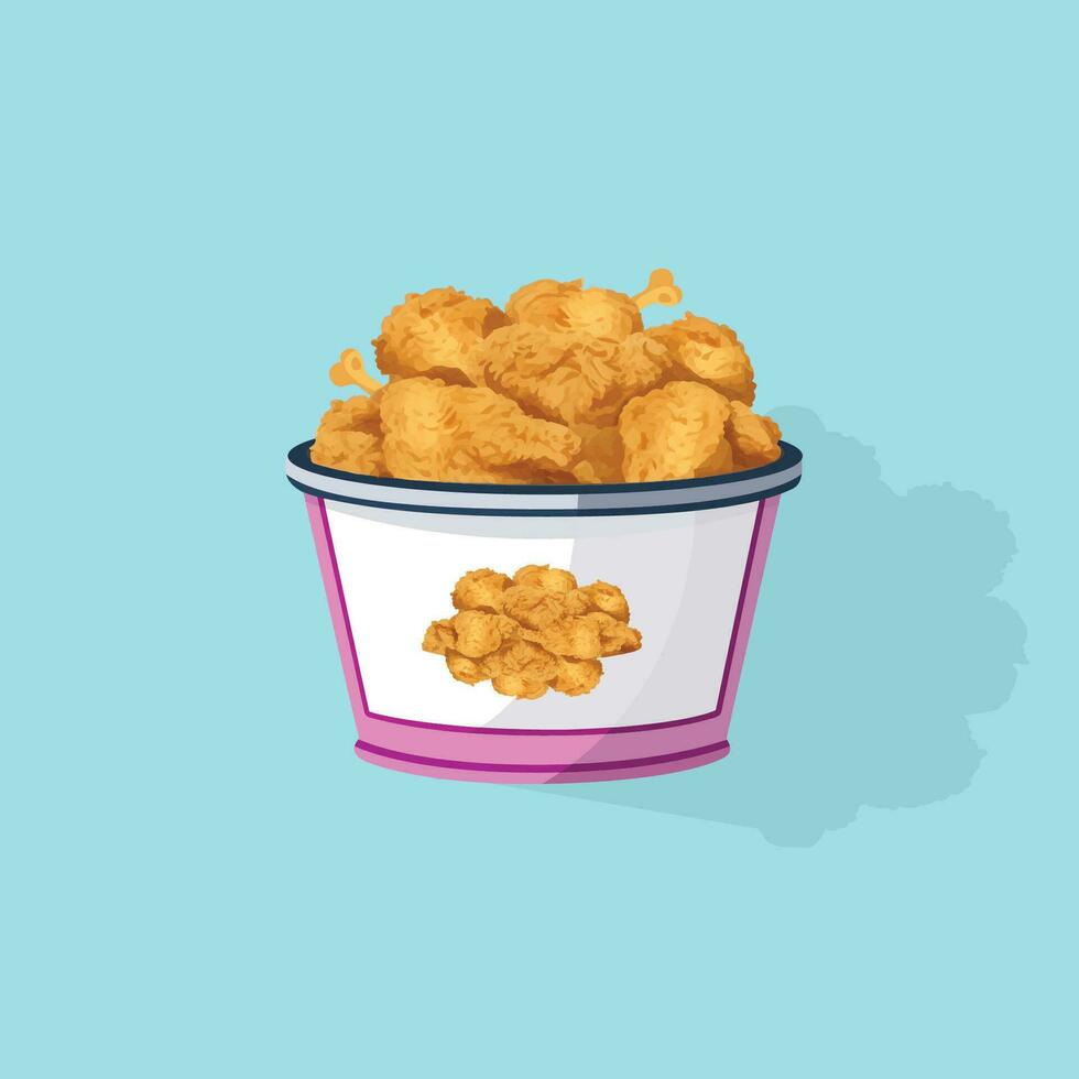 A bucket full of fried chicken is vectored. vector
