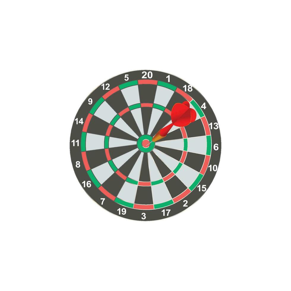 vector red dart arrow striking the target in the dartboard's center