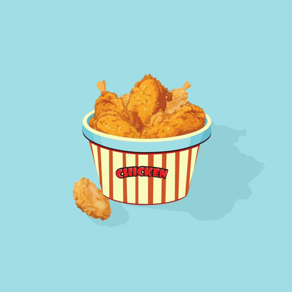 A bucket full of fried chicken is vectored. vector