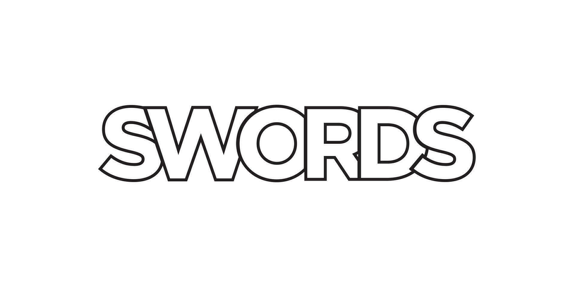Swords in the Ireland emblem. The design features a geometric style, vector illustration with bold typography in a modern font. The graphic slogan lettering.