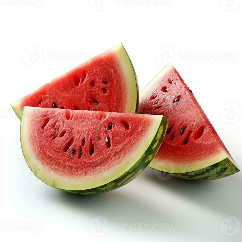 closeup photo of watermelon on an isolated white background Generative AI