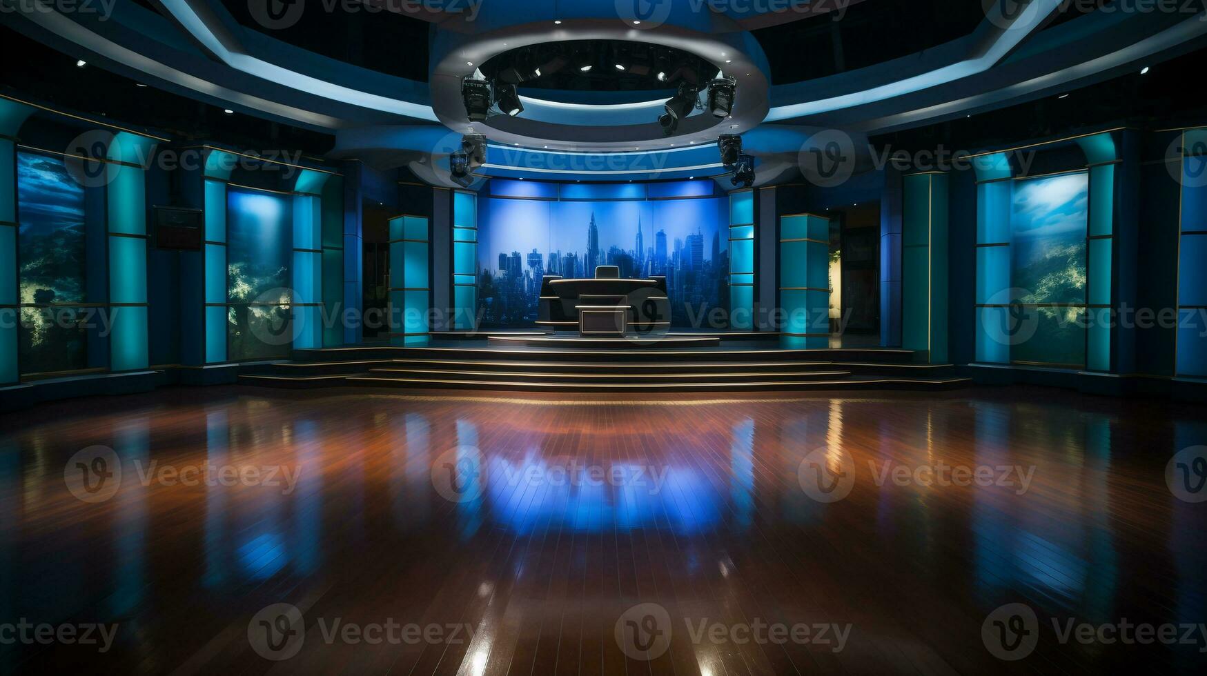 empty television studio broadcast room Generative AI photo