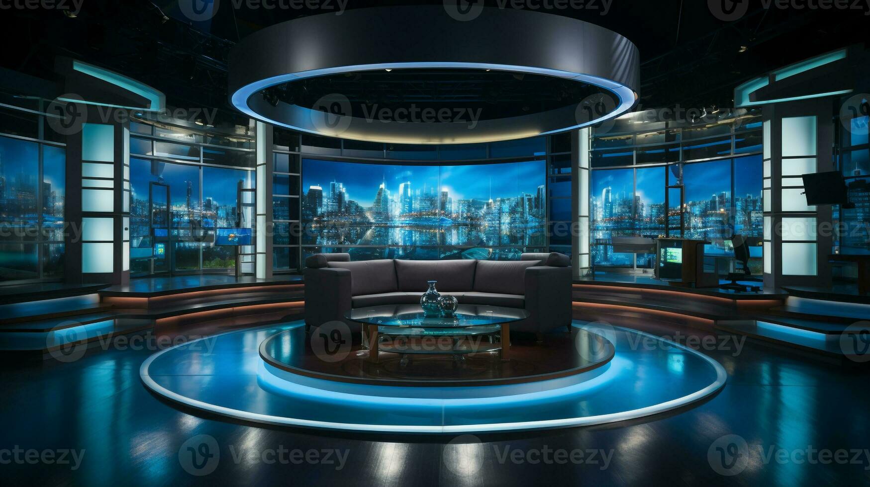 empty television studio broadcast room Generative AI photo