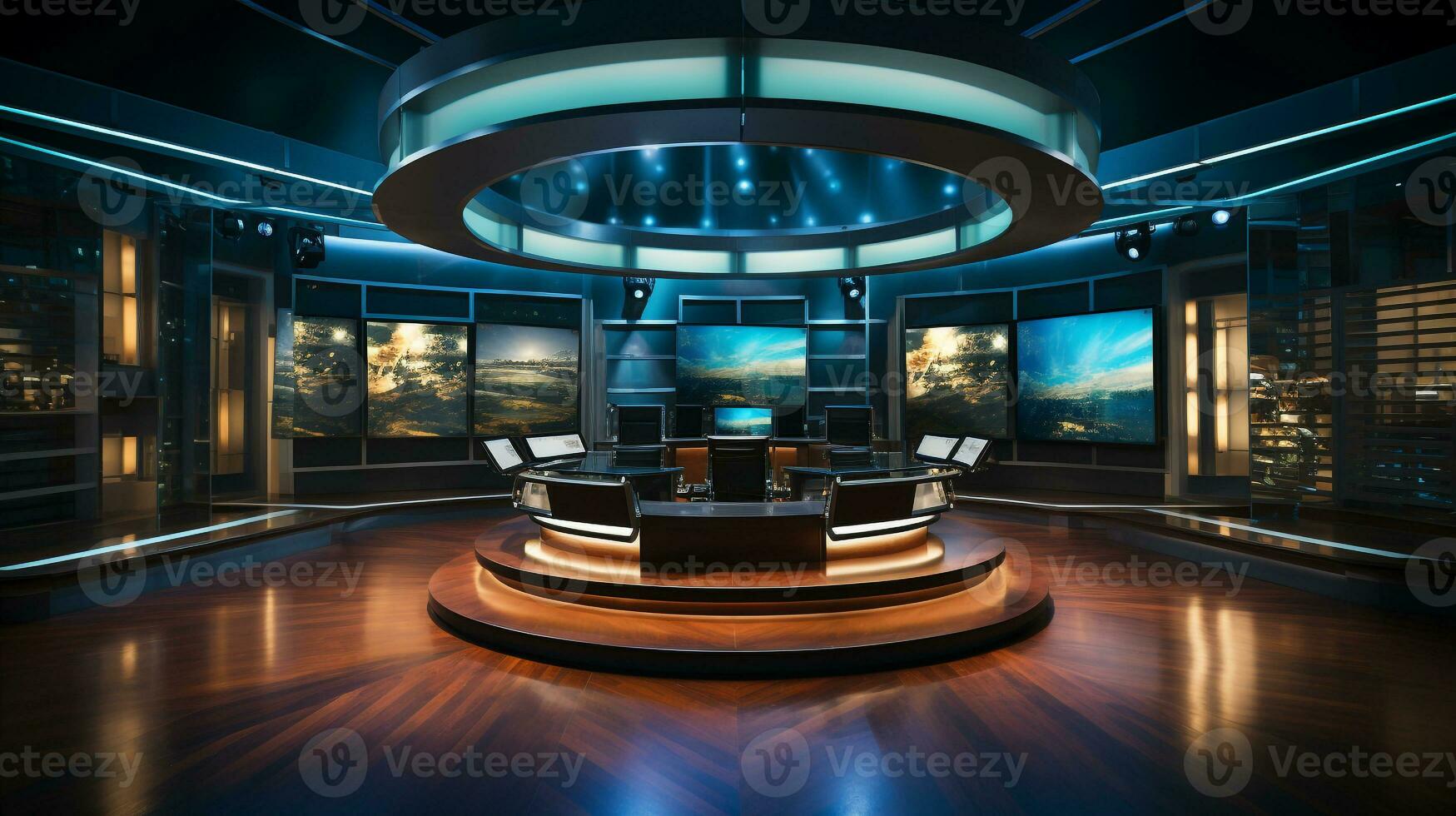 empty television studio broadcast room Generative AI photo