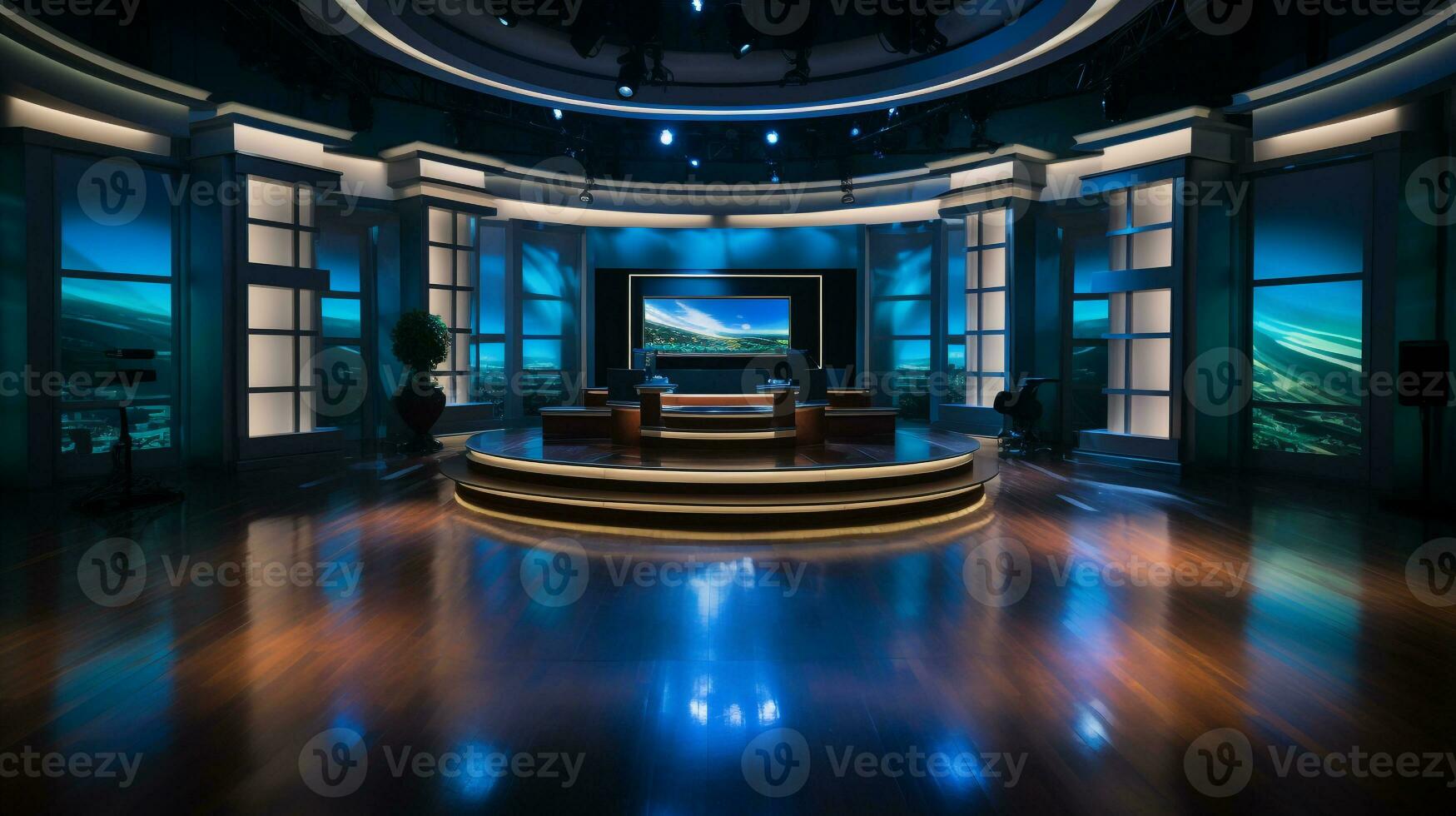 empty television studio broadcast room Generative AI photo