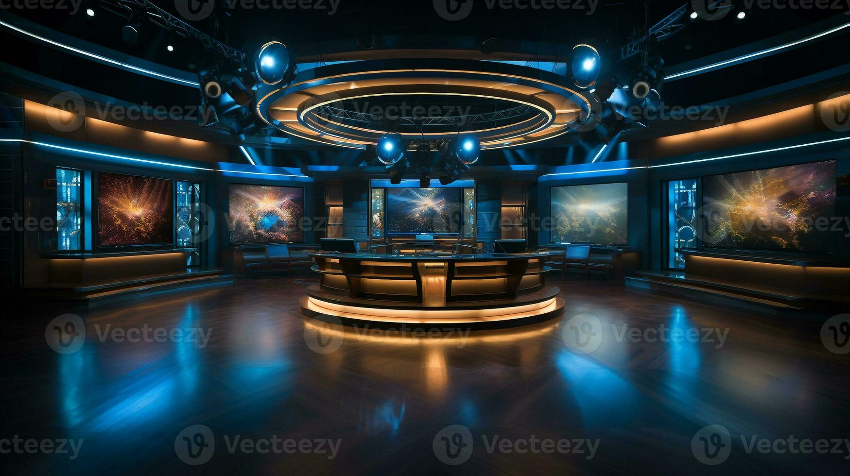empty television studio broadcast room Generative AI photo