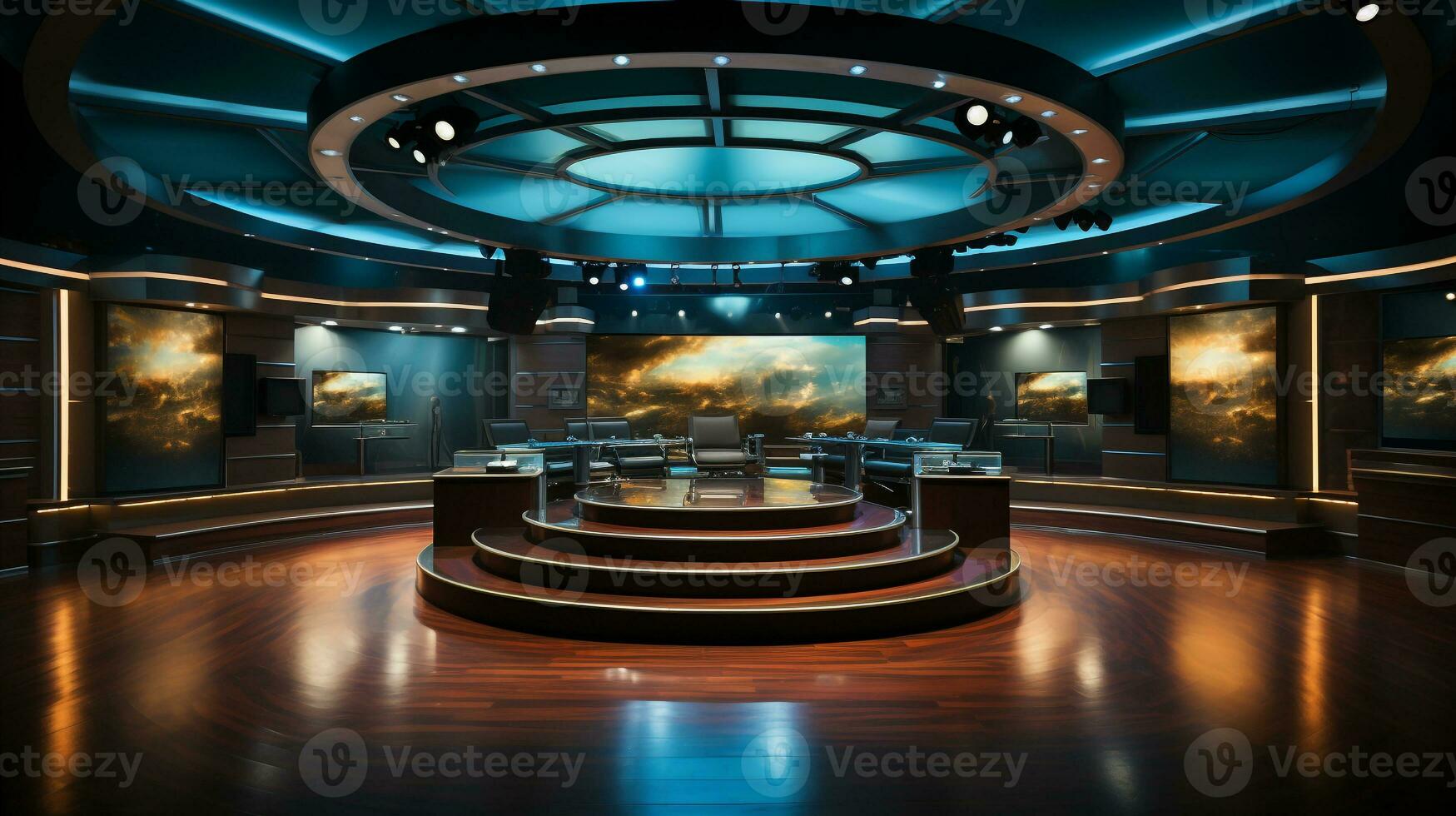 empty television studio broadcast room Generative AI photo