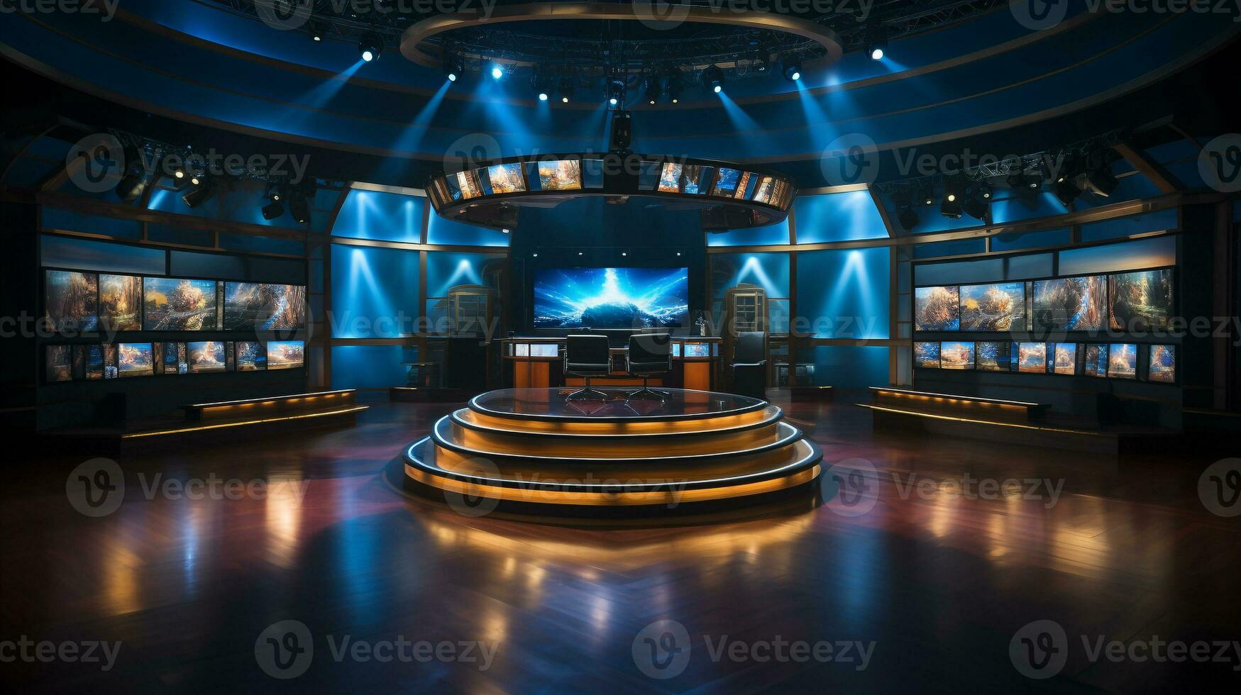 empty television studio broadcast room Generative AI photo