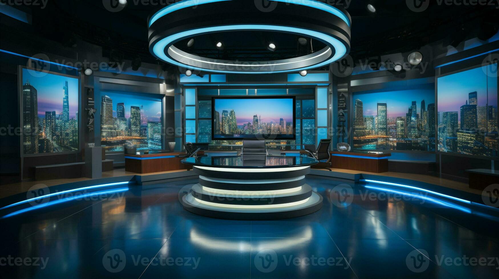 empty television studio broadcast room Generative AI photo