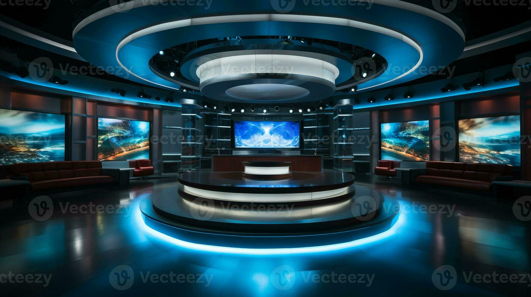 empty television studio broadcast room Generative AI photo