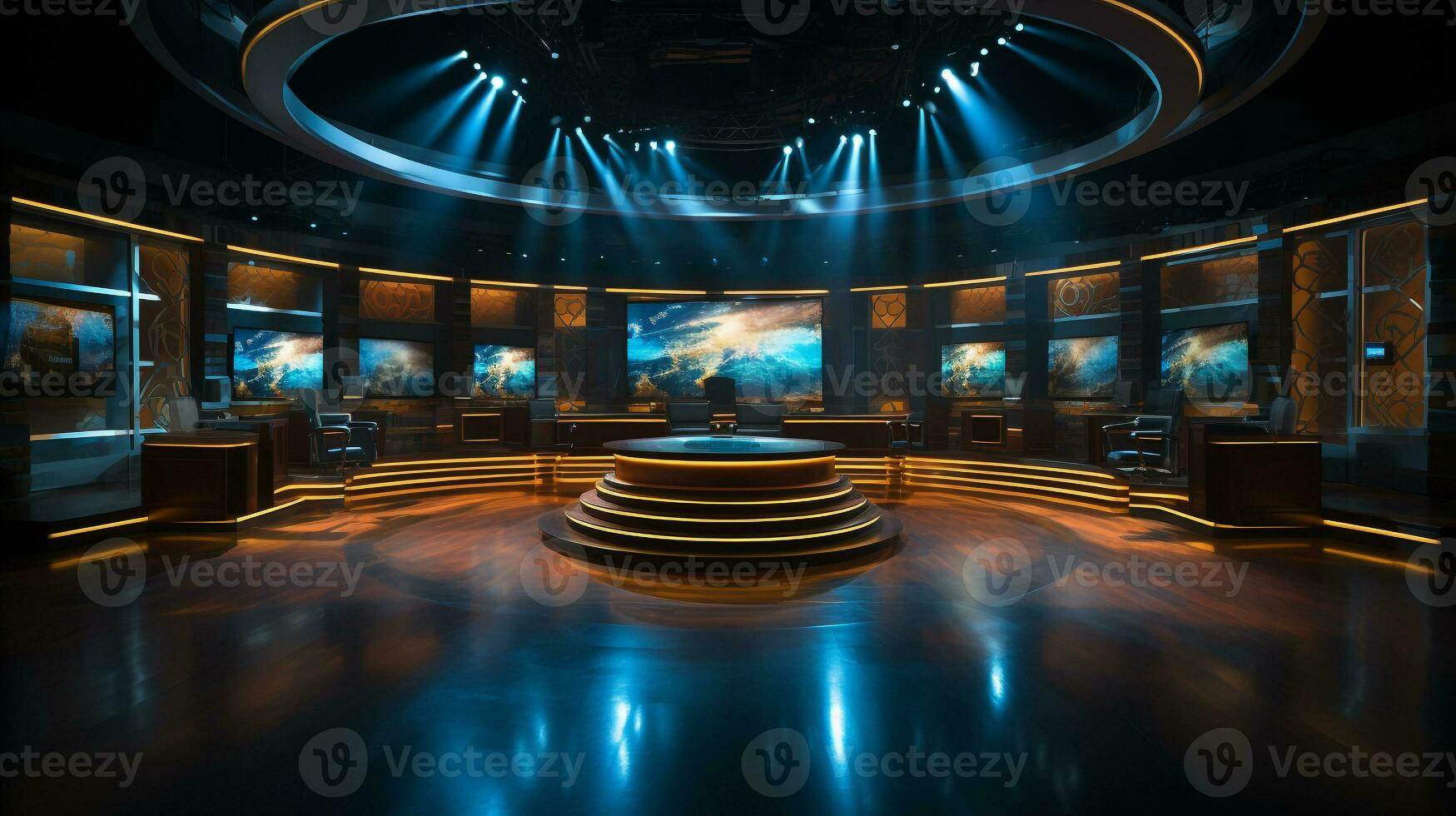 empty television studio broadcast room Generative AI photo