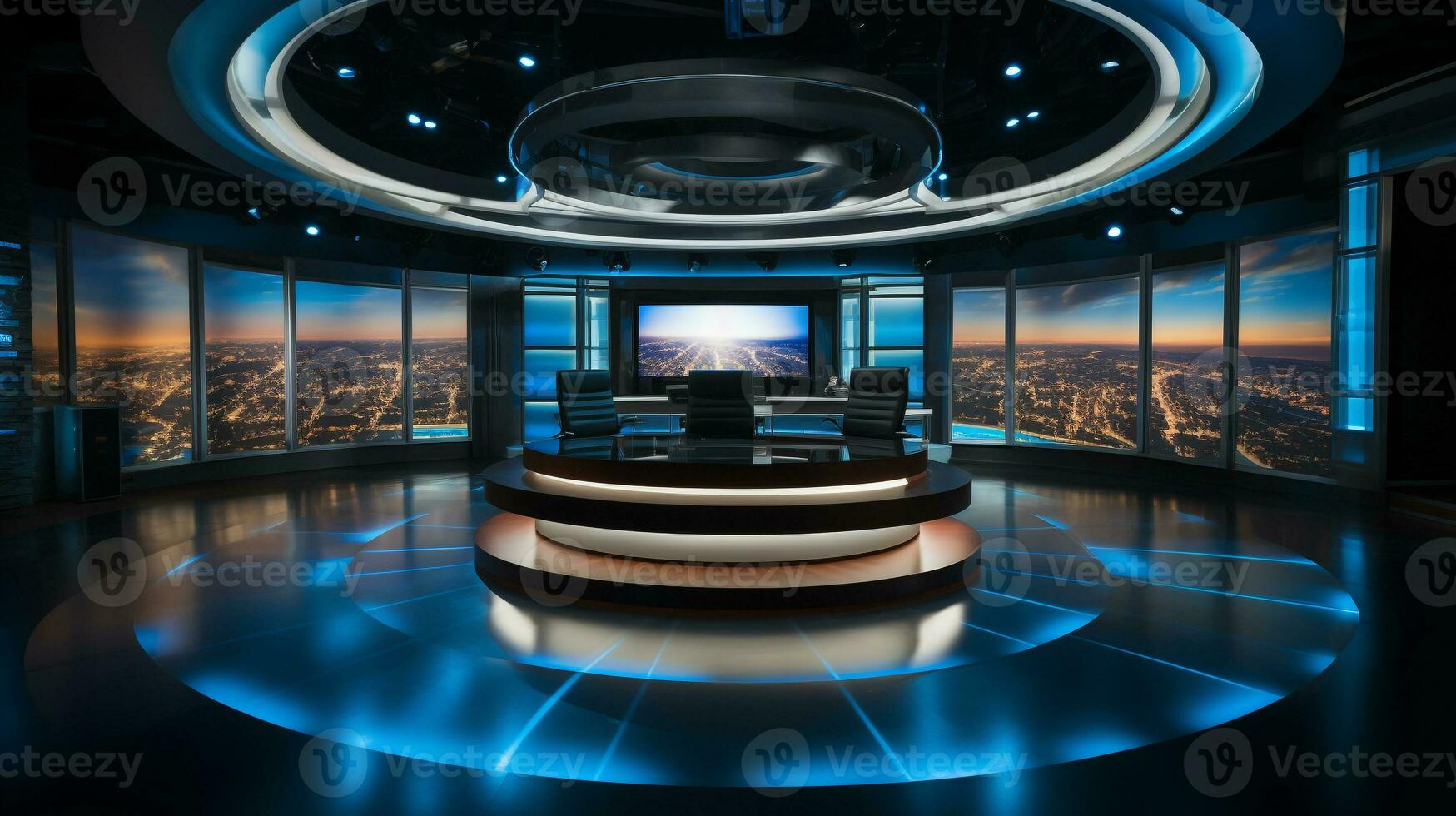 empty television studio broadcast room Generative AI photo