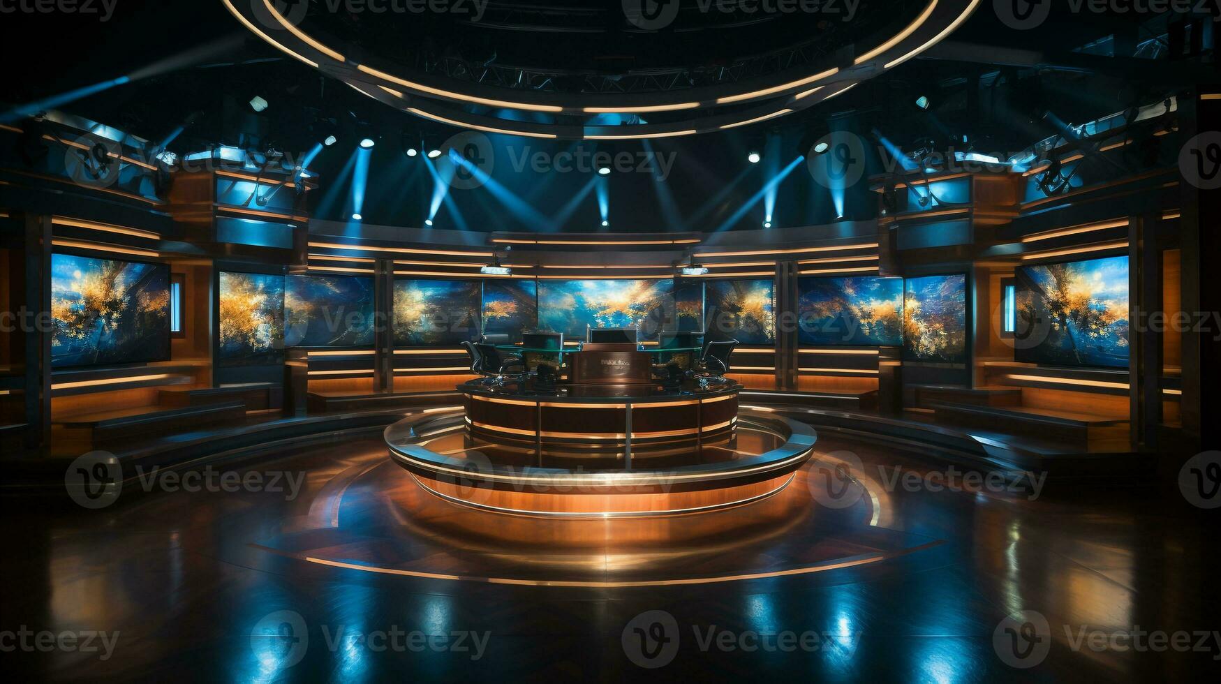 empty television studio broadcast room Generative AI photo