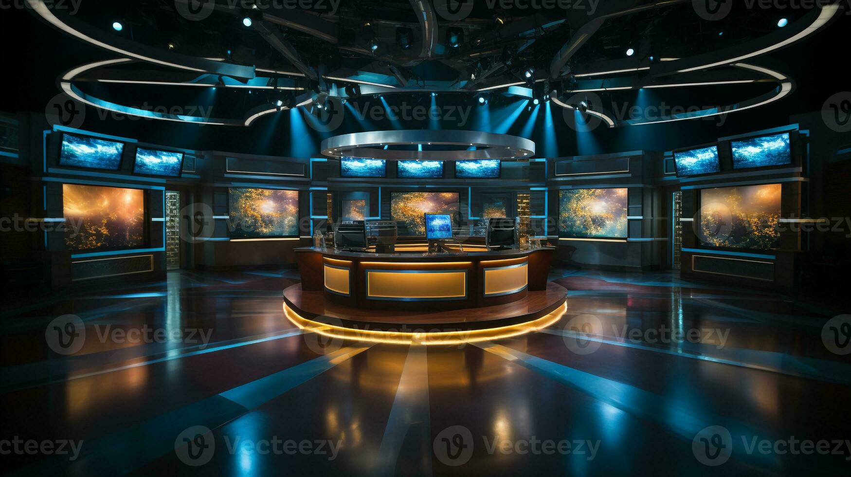 empty television studio broadcast room Generative AI photo